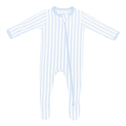 Zippered Footie in Small Mist Stripe