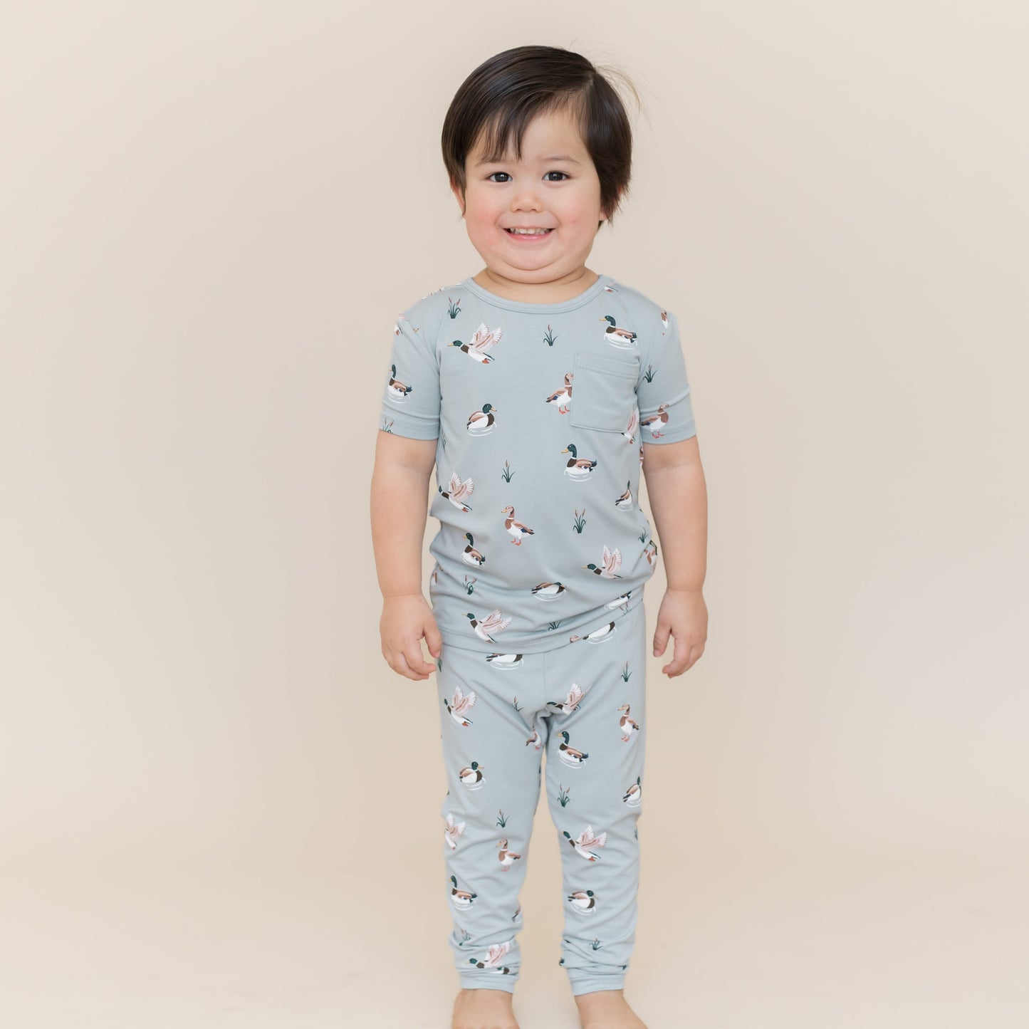 Short Sleeve with Pants Pajamas in Mallard Duck