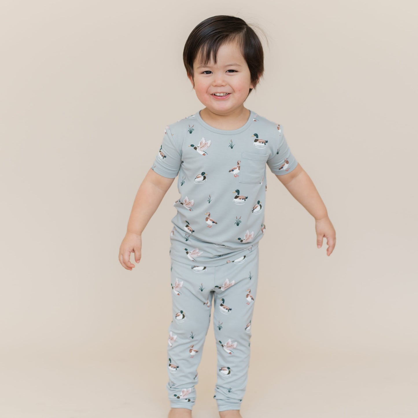 Short Sleeve with Pants Pajamas in Mallard Duck