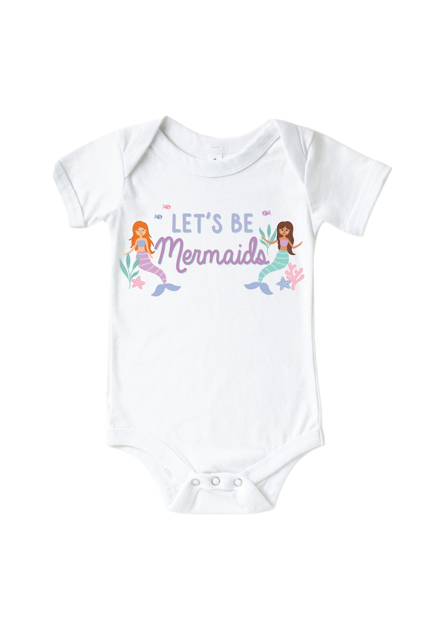 Let's Be Mermaids Graphic Bodysuit & Kids Tee | White