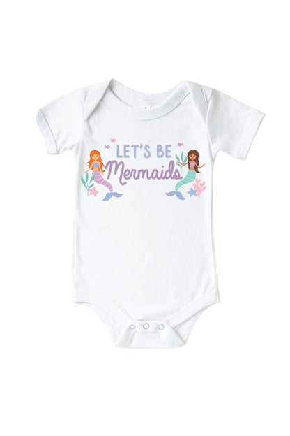 Let's Be Mermaids Graphic Bodysuit & Kids Tee | White