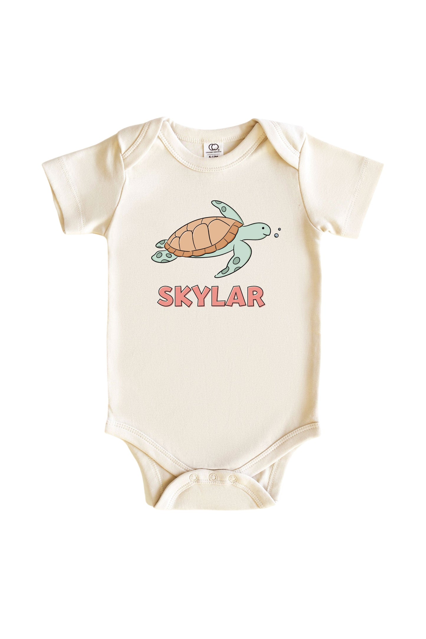 Personalized Turtley Rad Graphic Bodysuit & Kids Tee | Natural