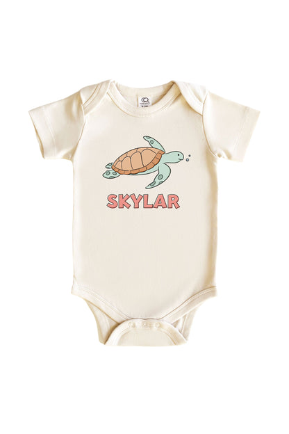 Personalized Turtley Rad Graphic Bodysuit & Kids Tee | Natural