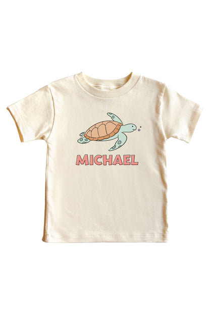 Personalized Turtley Rad Graphic Bodysuit & Kids Tee | Natural