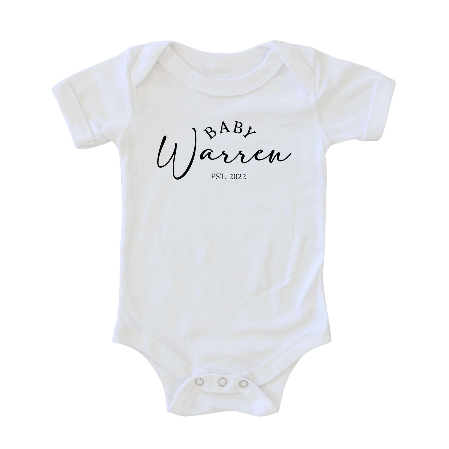 Personalized Baby Established Graphic Bodysuit | White