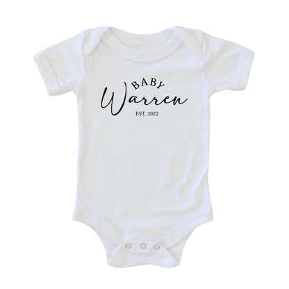 Personalized Baby Established Graphic Bodysuit | White