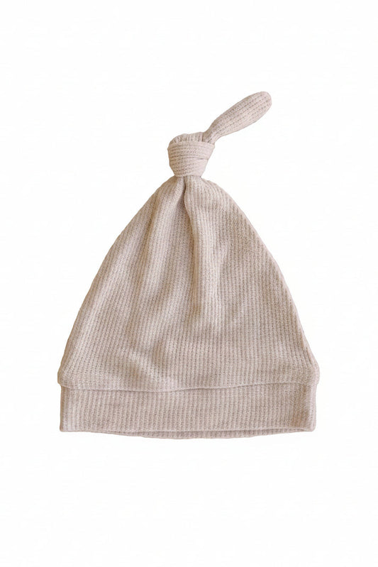 Oatmeal Bamboo Waffle Knotted Hat