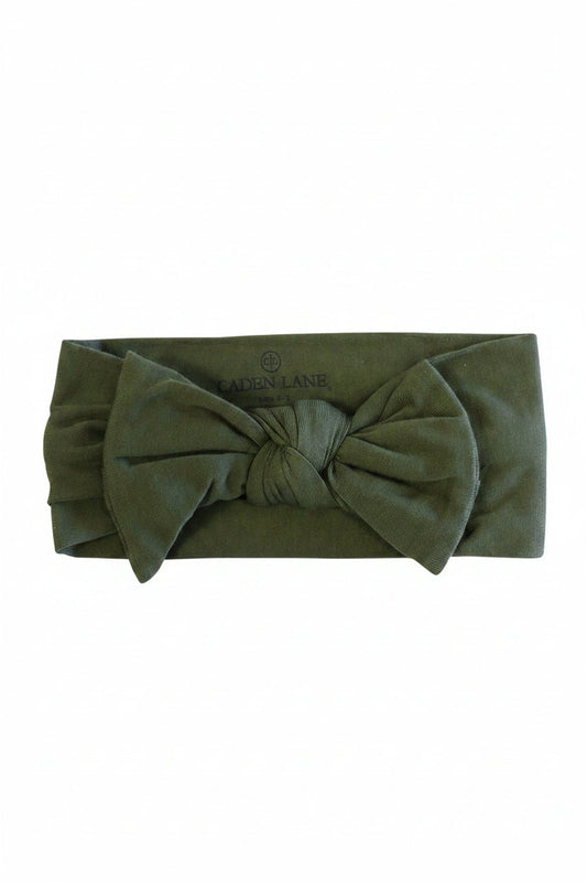 Solid Olive Knit Large Bow Headwrap