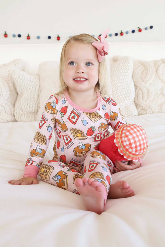 Sweet Stacks Two Piece Pajama Set | Pink