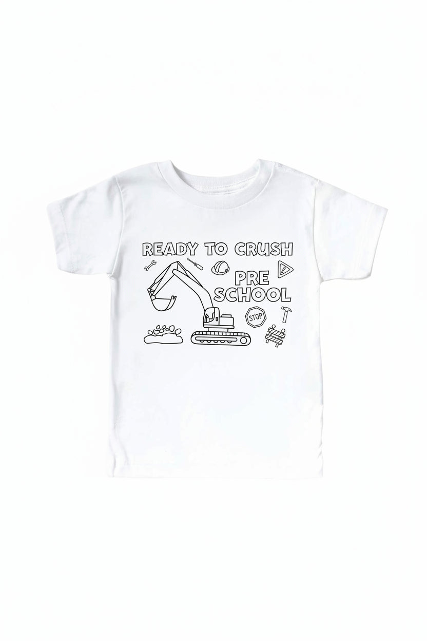 Ready To Crush School Colorable Kids Graphic Tee | White