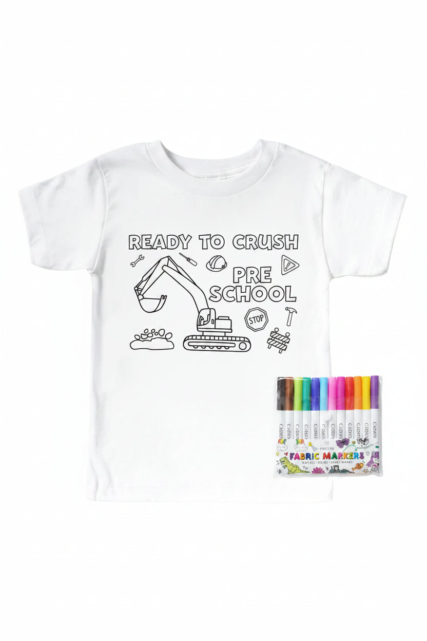 Ready To Crush School Colorable Kids Graphic Tee | White