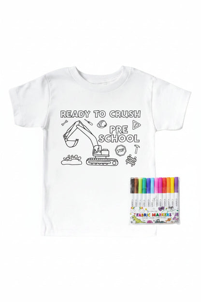 Ready To Crush School Colorable Kids Graphic Tee | White
