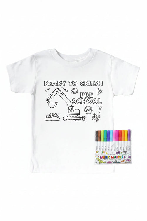 Ready To Crush School Colorable Kids Graphic Tee | White